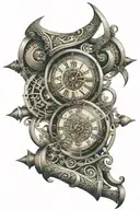 Ancient scroll with clock face tattoo design idea