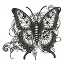 barbed wire butterfly tattoo design idea