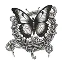 barbed wire butterfly tattoo design idea