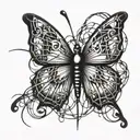 barbed wire butterfly tattoo design idea