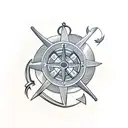 Anchor with compass tattoo design idea