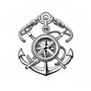Anchor with compass tattoo design idea