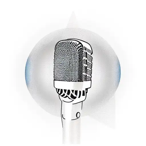 Microphone with sound waves tattoo design idea