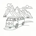 campervan mountain tattoo design idea