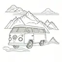 campervan mountain tattoo design idea