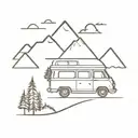 campervan mountain tattoo design idea