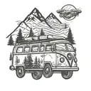 campervan mountain nature tattoo design idea