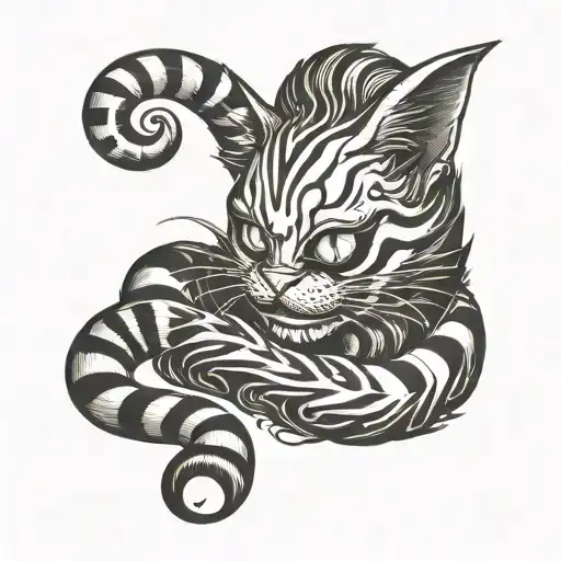 cheshire cat dark fantasy tattoo design idea