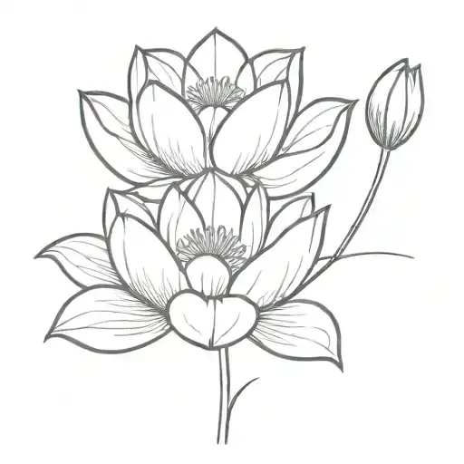 chinese lotus and dutch tulip flower   tattoo design idea