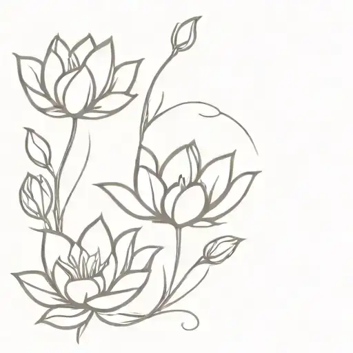 chinese lotus and tulips roses Roman tattoo design idea