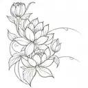 chinese lotus and tulips roses Roman tattoo design idea
