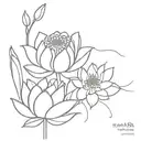 chinese lotus and tulips roses Roman tattoo design idea