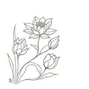 chinese lotus and tulips roses Roman tattoo design idea