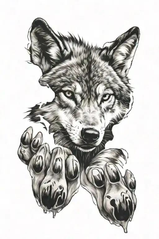 wolf paw print tattoo design idea
