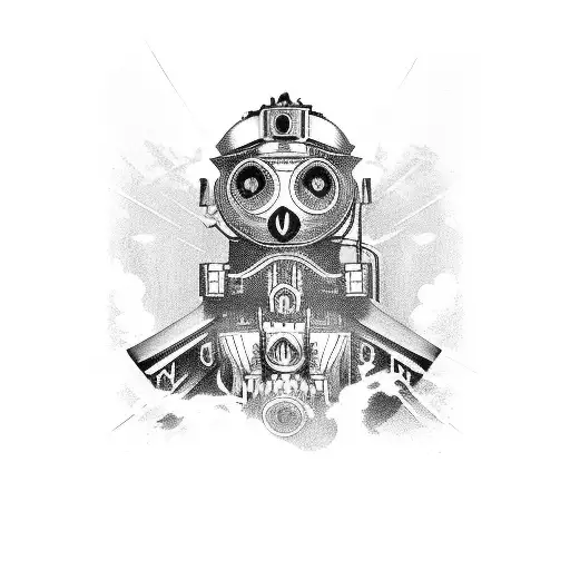 Steam engine locomotive tattoo design idea