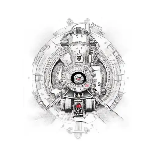 Steam engine locomotive tattoo design idea