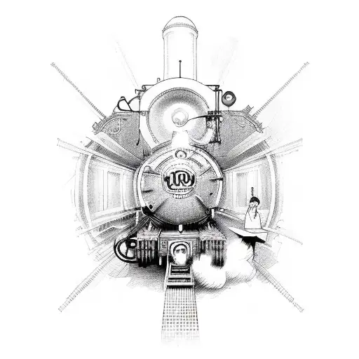 Steam engine locomotive tattoo design idea