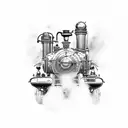 Steam engine locomotive tattoo design idea