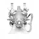 Steam engine locomotive tattoo design idea