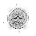 word "VERITAS" emblazoned with the symbols of the elements of the periodic table  tattoo design idea