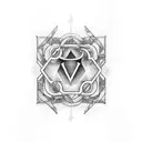 word "VERITAS" emblazoned with the symbols of the elements of the periodic table and in the background, with the structu tattoo design idea