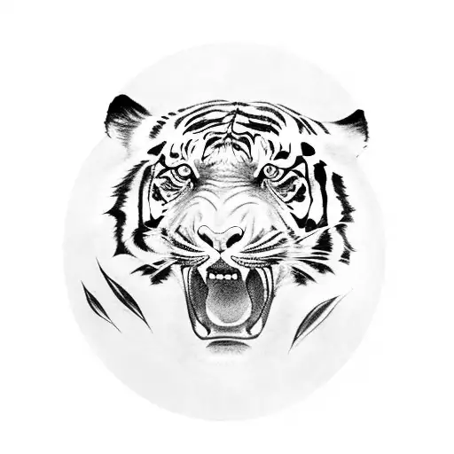 japanese geisha with tiger tattoo design idea