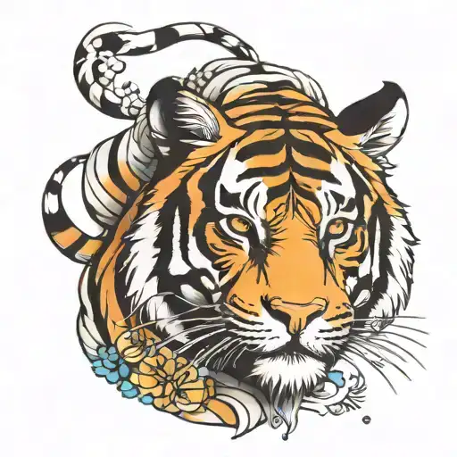 tiger sad face tattoo design idea