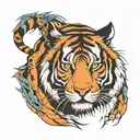 tiger sad face tattoo design idea