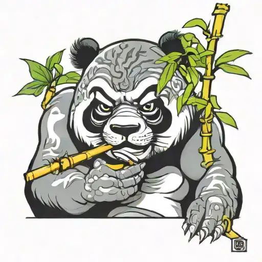 Fu Bao eating bamboo tattoo design idea