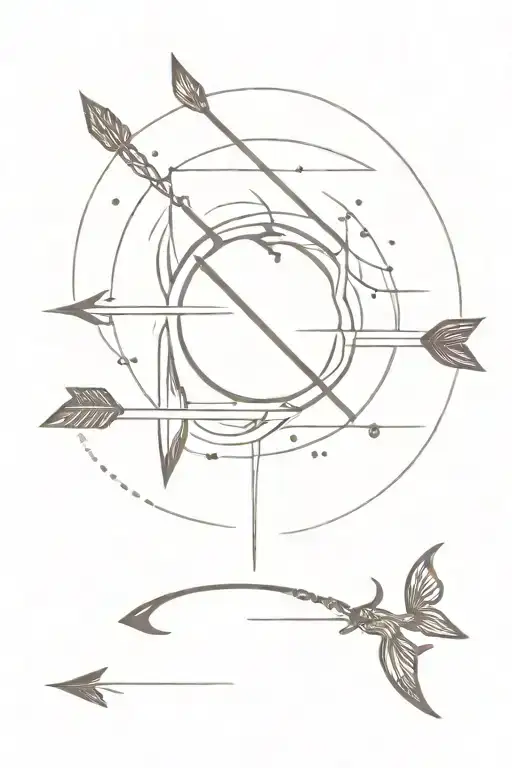 spine tattoo with an arrow, Taurus zodiac symbol and vertebrae  tattoo design idea