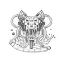 A mechanic working on an engine with animals as tools tattoo design idea