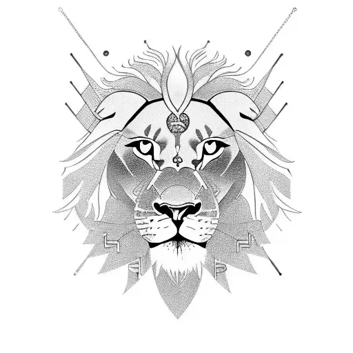 Incorporate a microphone and musical notes into a design featuring a majestic lion, symbolizing strength and creativity tattoo design idea