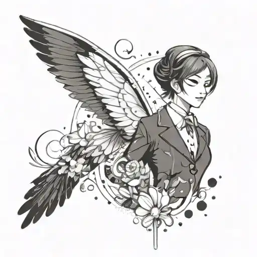 Combine elements of flight attendant occupation with anime aesthetics to create a unique and meaningful tattoo design tattoo design idea