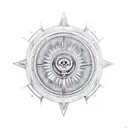 An intricate compass design with elements of exploration and adventure featuring a lion and eagle tattoo design idea