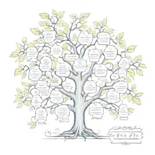 A sketch of a family tree with branches representing each of the 8 grandchildren, with their names subtly hidden in the leaves tattoo design idea