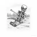 skeleton mowing lawn tattoo design idea
