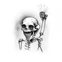 skeleton mowing lawn tattoo design idea