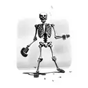 skeleton mowing lawn tattoo design idea