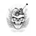 skeleton pushing lawn mower tattoo design idea