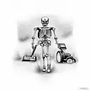 skeleton pushing lawn mower tattoo design idea