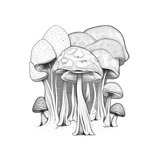 Psychedelic mushroom forest tattoo design idea