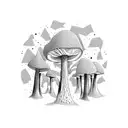 Psychedelic mushroom forest tattoo design idea