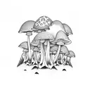 Psychedelic mushroom forest tattoo design idea