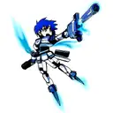 blue fire arm tattoo design idea