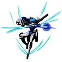 blue fire arm tattoo design idea