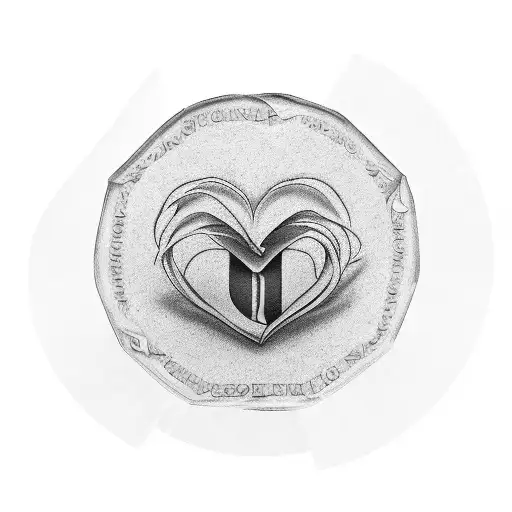 A stack of money with a broken heart symbol on top tattoo design idea