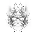 skate, flames background, reverse cross, vertical, cute girl, full body tattoo design idea