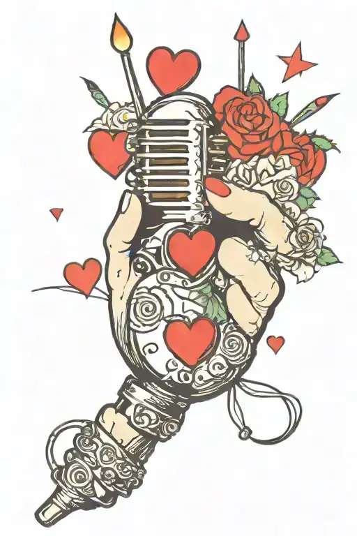 I’m thinking of having a wrist heart tattoo made out of the 7 BTS mics with a BTS army bomb light stick tattoo design idea