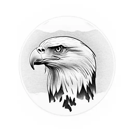 A majestic bald eagle soaring over a mountain range tattoo design idea