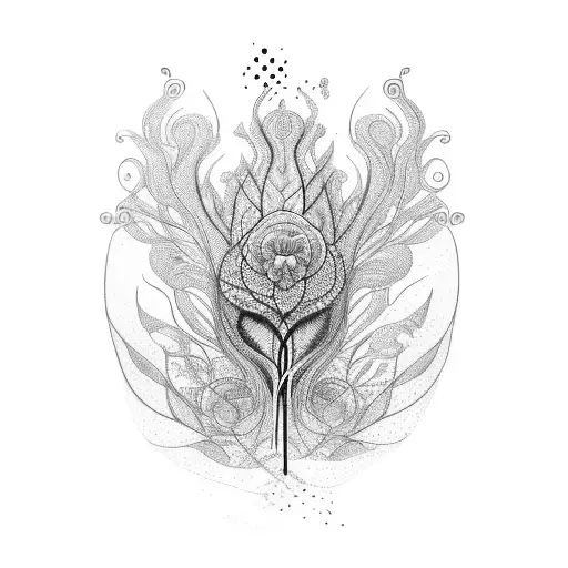 An abstract botanical full body featuring intricate flowing lines similiar to what Anthony Padilla has tattoo design idea